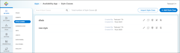 Style Classes Dashboard