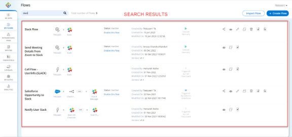 Flow Dashboard Search Results